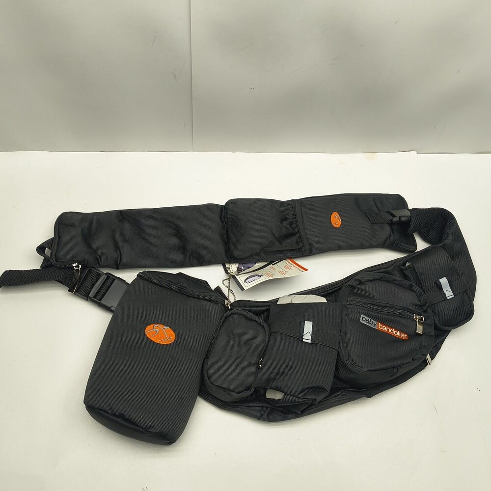 Baby Bandolier Sling Diaper Bag Black Dad Bag Supplies Organizer Hiking NWT